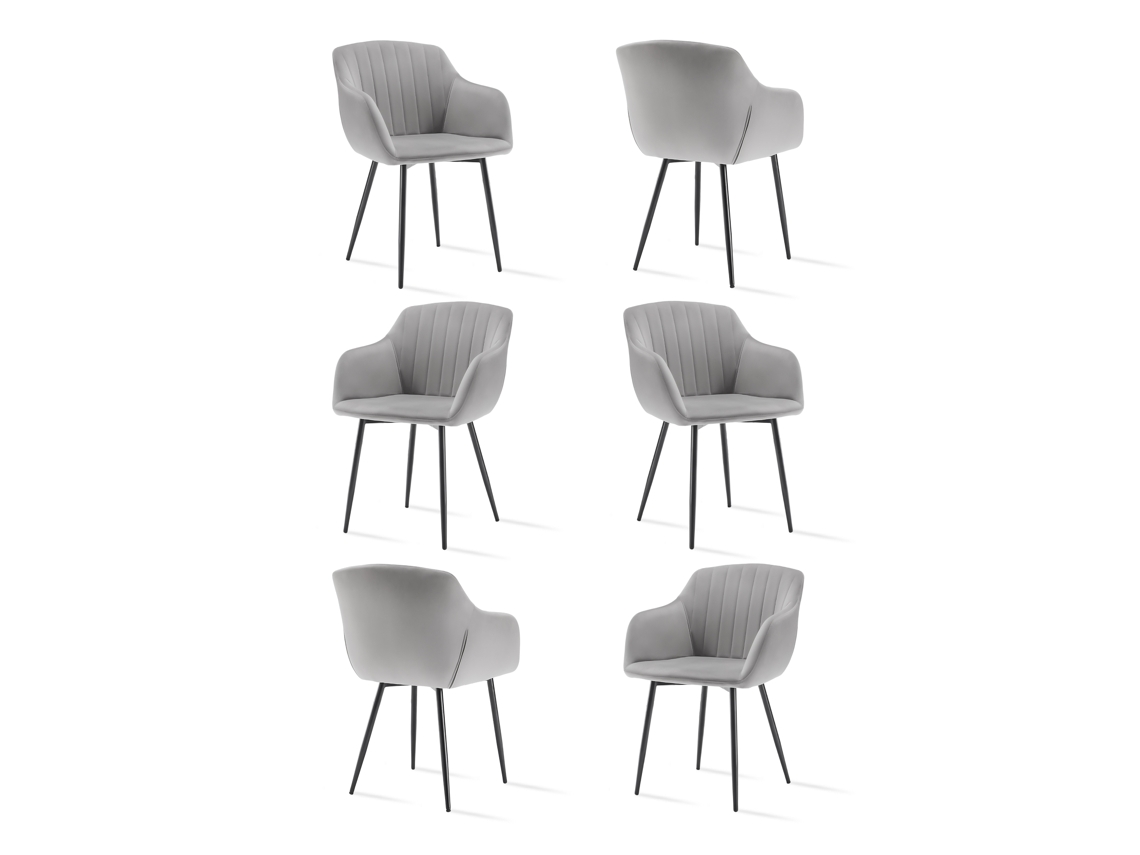 Sillas De Comedor Goeurvant 711(pack De 6, Gris Claro, Terciopelo)