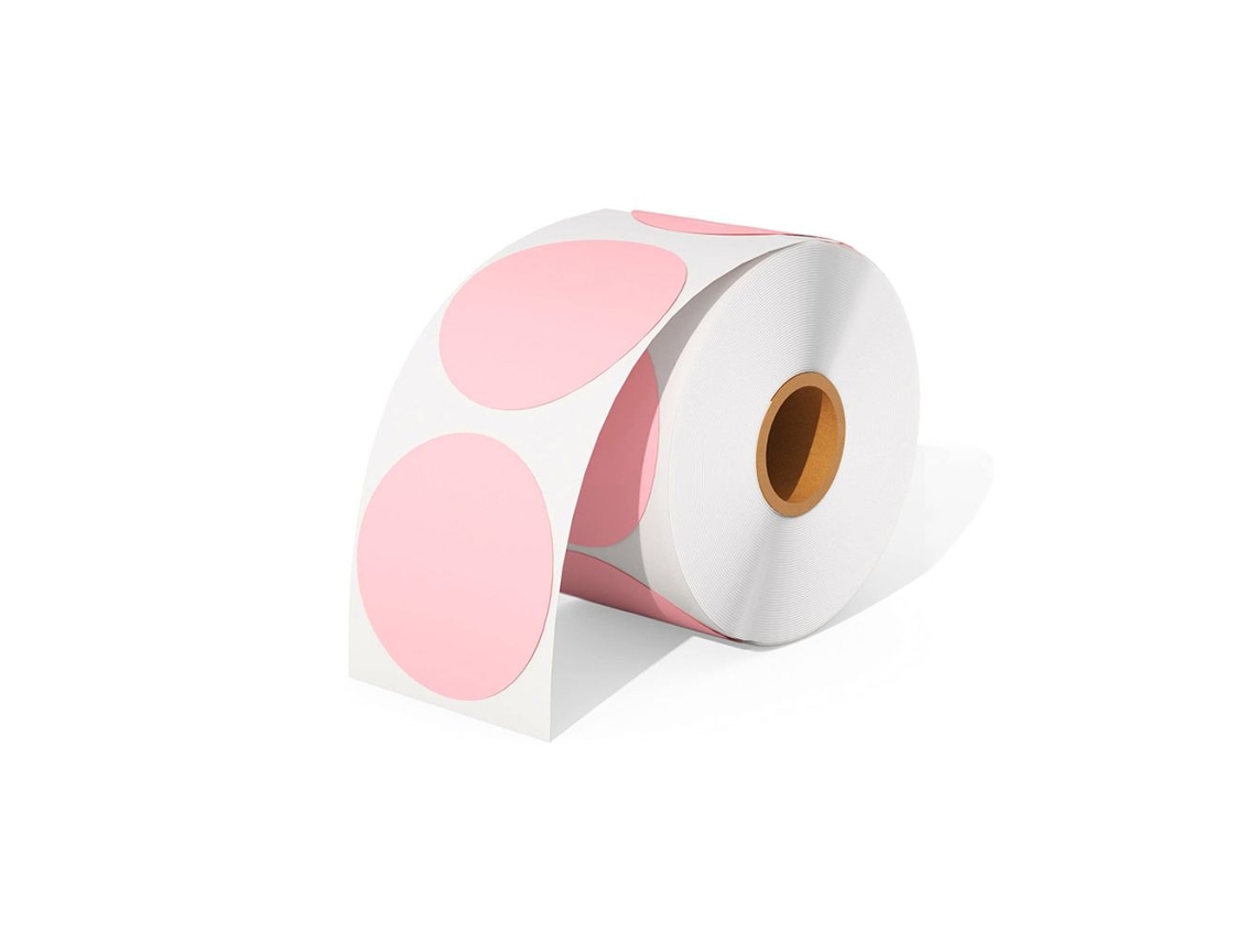 (rosa 30mm) Etiqueta Térmica Autoadhesiva Redonda, Fabricada Con Material De Etiqueta Térmica Y Papel Autoadhesivo.