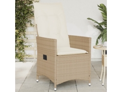 Silla de jardín reclinable DKD Home Decor con cojines, mimbre beige PE