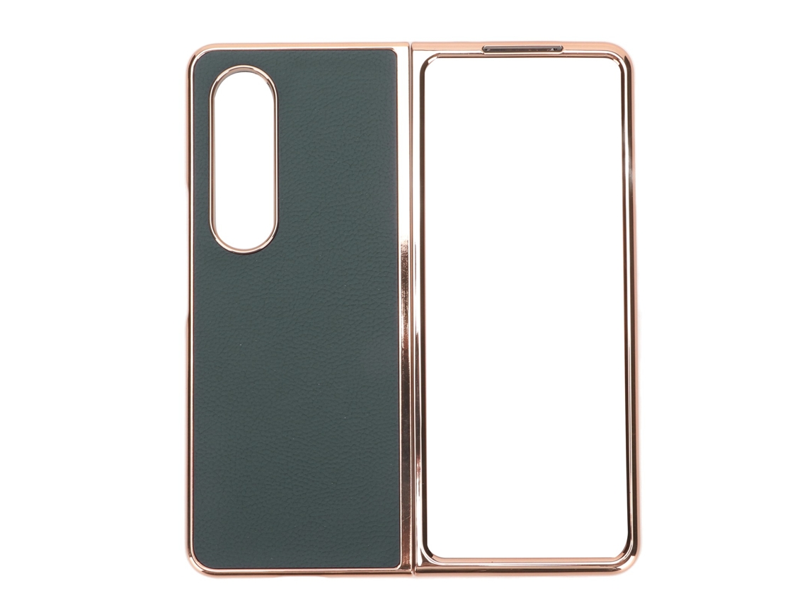 Capa Protetora Couro Real Para Samsung Galaxy Z Fold 4 Anti-arranhões Nano Plating Verde