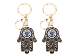 2 Llaveros Colgantes Con Forma De Palma Y Ojo Azul Con Diamantes De Imitación Para Decorar Bolsos O Como Regalo.