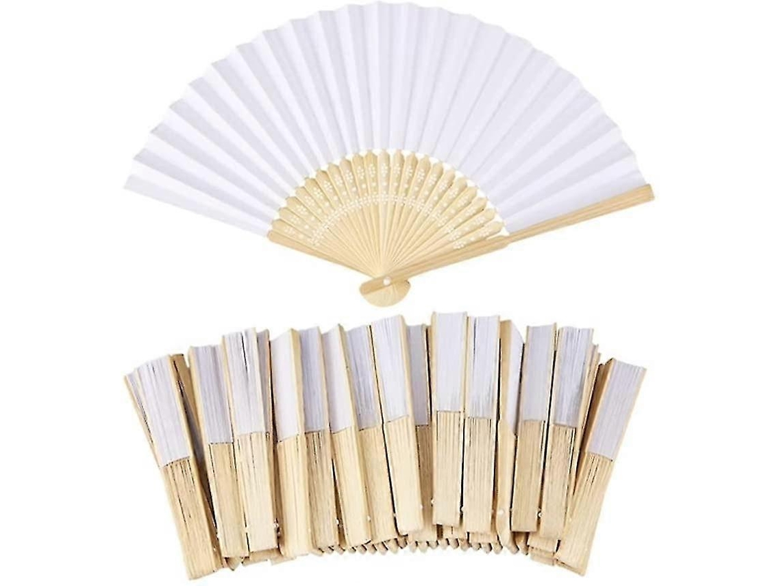 Omni-24 Abanicos De Papel Corazón Plegables Blancos Para Bodas, Manuales Y Ligeros Style2