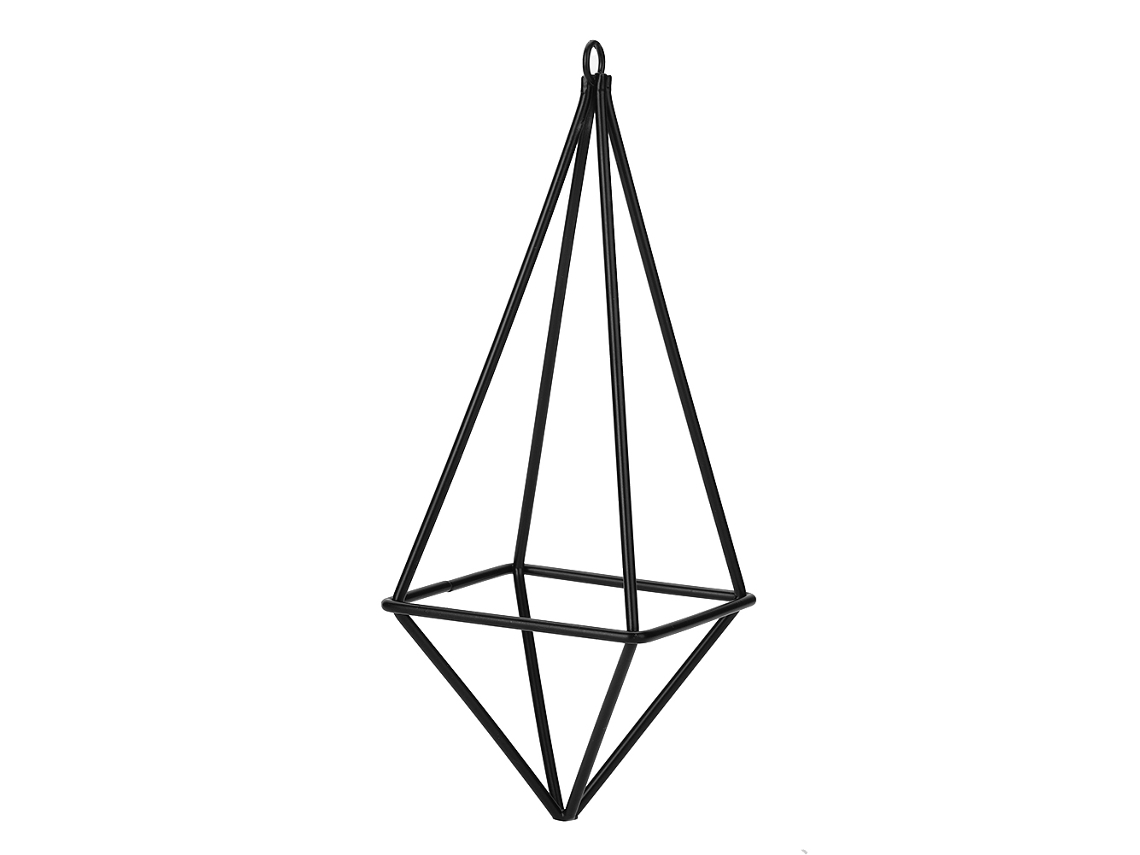 Soporte Colgante De Pared Para Plantas De Aire Tillandsia Con Diseño Cuadrangular Para Decoración De Interiores - Negro