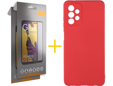 Kit Funda + Protector de Pantalla Samsung A32 5G SKYHE Cristal Templado 5284 Rojo