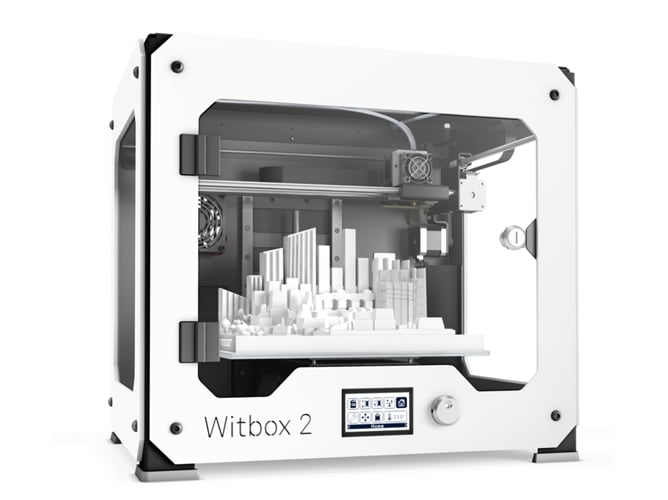 Bq Witbox 2 impresora 3d blanca printer resolución 20 micras velocidad 200 mms usb tipo tarjeta 4