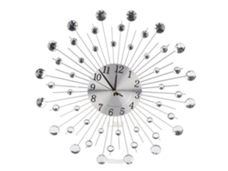 Creativo reloj de pared de hierro en forma de flor con cristales colgantes.