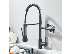Grifo de cocina con dos caños, grifo giratorio 360° para fregadero, mezcla de agua fría y caliente.