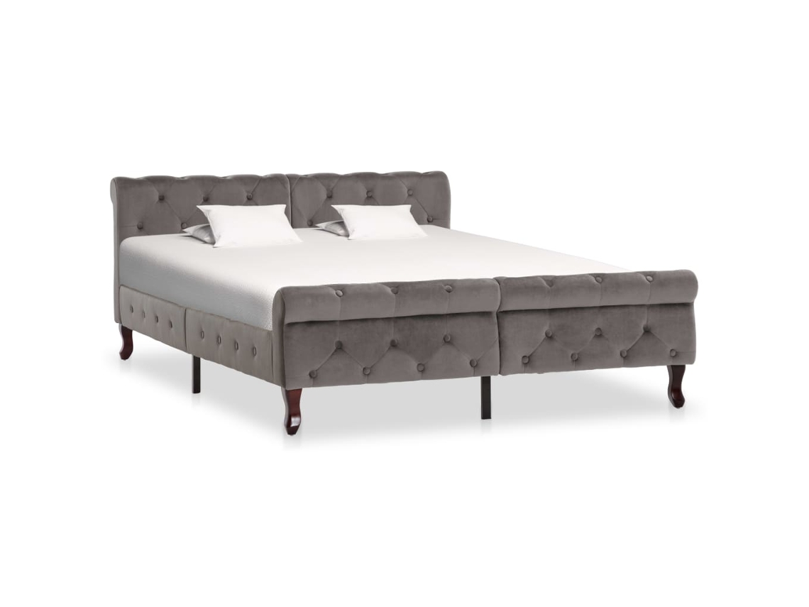Estructura De Cama Sin Colchón Terciopelo Gris 140x200 Cm