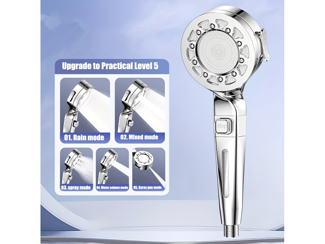 Cabezal De Ducha Basculante Style 25 (con Función De Presurización), Para Baño, Limpieza Eficiente, Hogar, Alta Durabilidad, Fácil De Usar.