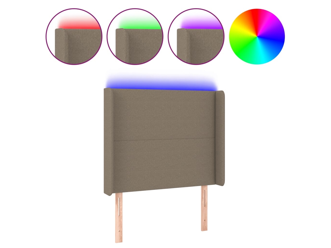 Maison Exclusive - Cabecero Con Led De Tela Gris Taupe 103x16x118/128 Cm