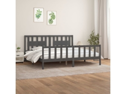 Estructura De Cama Sin Colchón Madera De Pino Gris 200x200 Cm