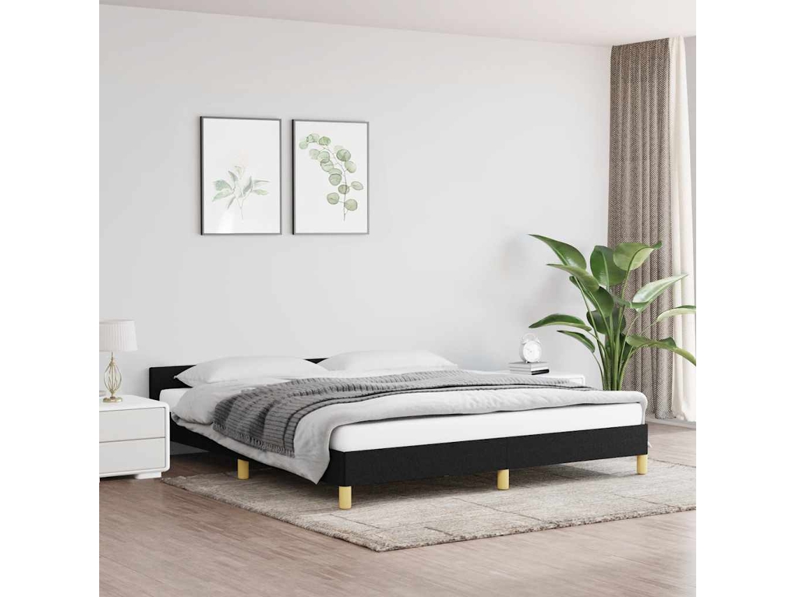 Cama Sin Colchón Tela Negro 180x200 Cm