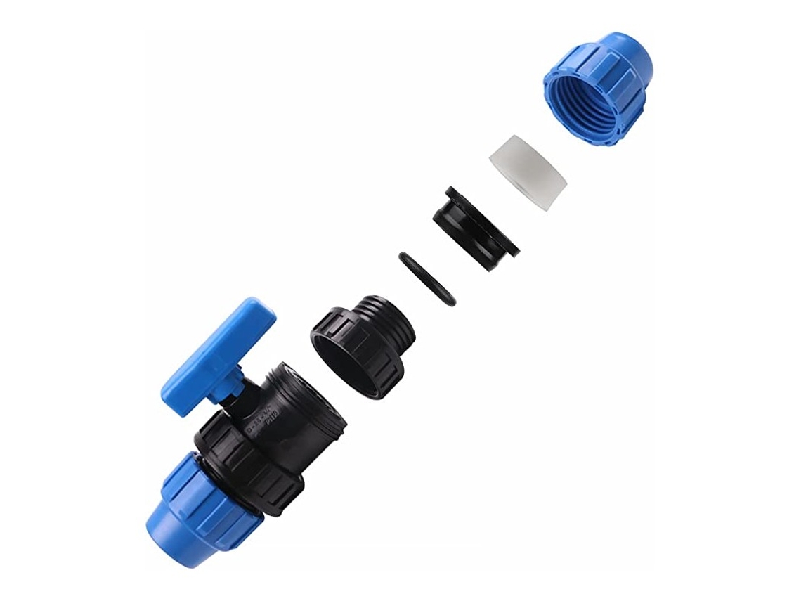 Valvula Pvc 40Mm Fitting Polietileno Llave de Paso para Unir dos Tubos de Polietileno Agricola O Alimentario de 40 Mm SUINGA