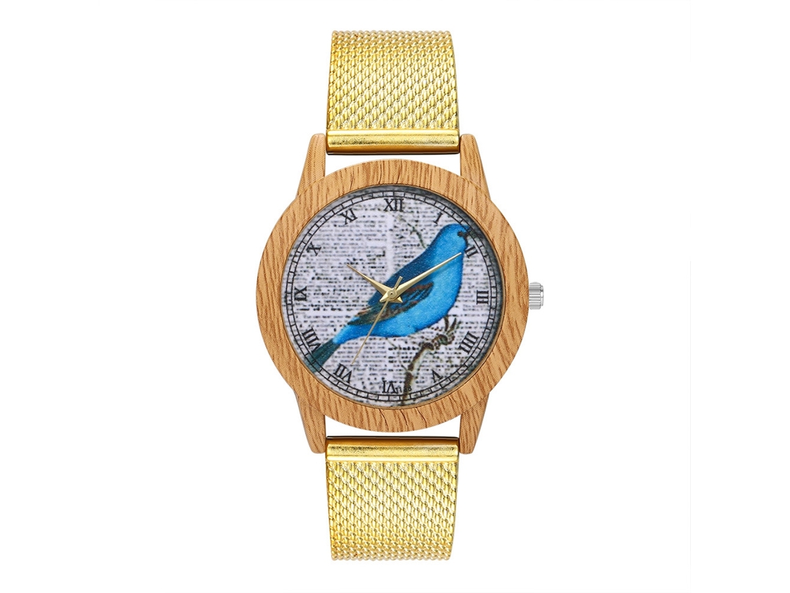 Reloj De Pulsera Analógico De Cuarzo Dorado Unisex De Moda Zhoulianfa