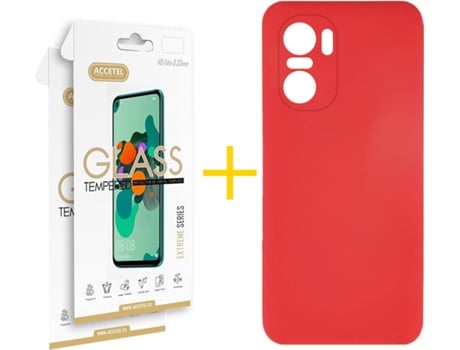 Carcasa + 2 Protectores de Pantalla para Xiaomi MI 11I ACCETEL Rojo