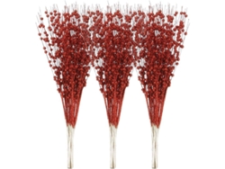 2026altiro-24 Ramas Artificiales De Frutas Con Purpurina, 50 Cm, Rojas, Para Decoración Navideña Y Festiva.