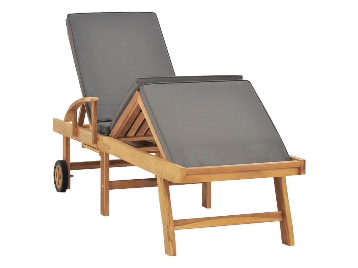 Maison Exclusive - Tumbona Con Cojín Madera Maciza De Teca Gris Oscuro