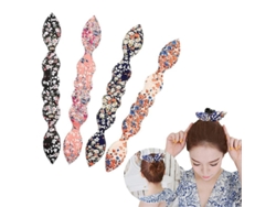 Moldeador De Moños Para El Cabello, 4 Piezas, Herramienta Mágica Para Peinar Con Orejas De Conejo, Flexible, Reutilizable, Floral.