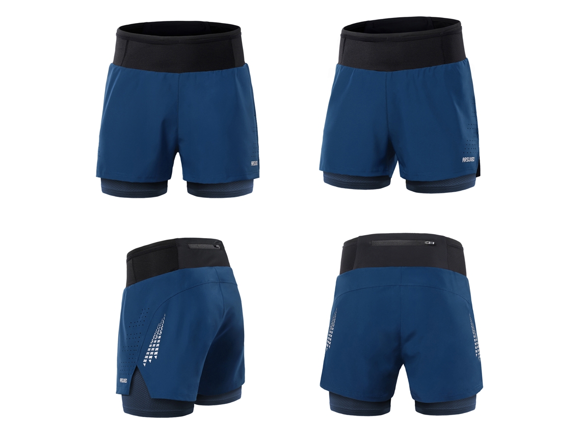 Pantalones Cortos Deportivos De Cintura Alta 2 En 1 Para Hombre Con Bolsillos Para Gimnasio, Entrenamiento, Correr Y Tenis.