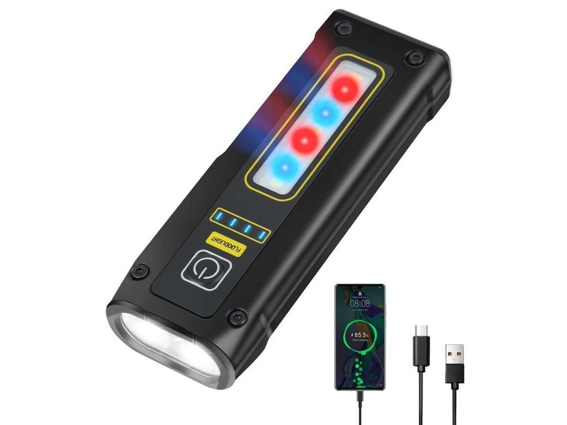 Linterna Led Mini Recargable Usb Brillo Intenso Banco De Energía Magnética 7 Modos De Luz