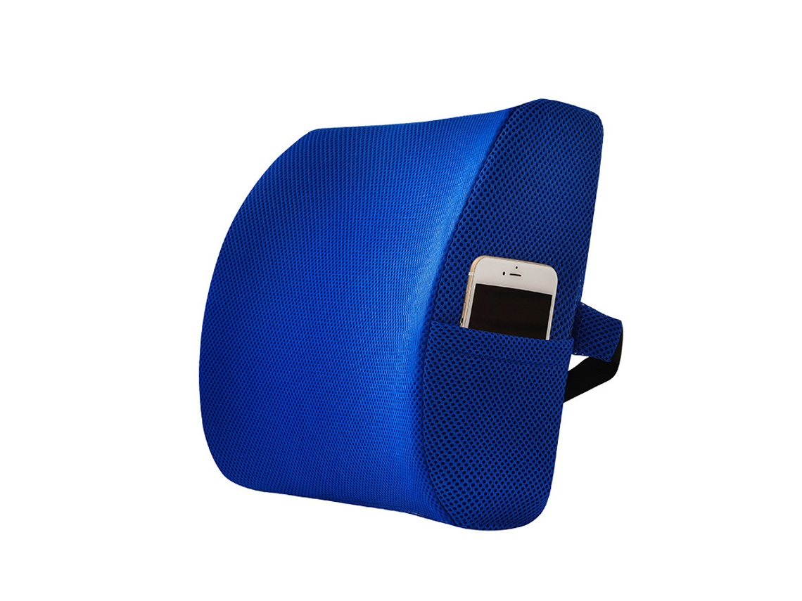 Almohada De Espuma Viscoelástica Transpirable Para Soporte Lumbar, Ideal Para Silla De Oficina O Coche, Alivia El Dolor Lumbar, Azul Gertiz