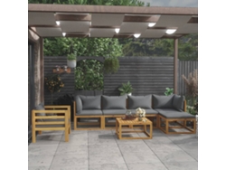 Conjunto de salón de jardín de 7 piezas con cojines de madera maciza de acacia, Dkd Home Decor