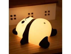 Luz nocturna recargable con forma de panda, regulable en 3 niveles y temporizador (negra)