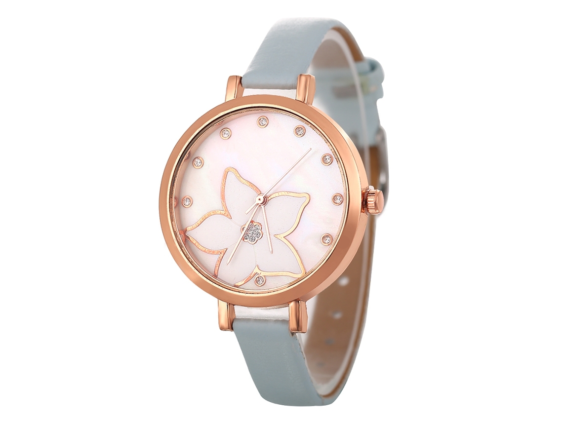 Reloj De Mujer De Moda Coreana Con Correa De Cuero, Cuarzo Amarillo, Analógico, Redondo.