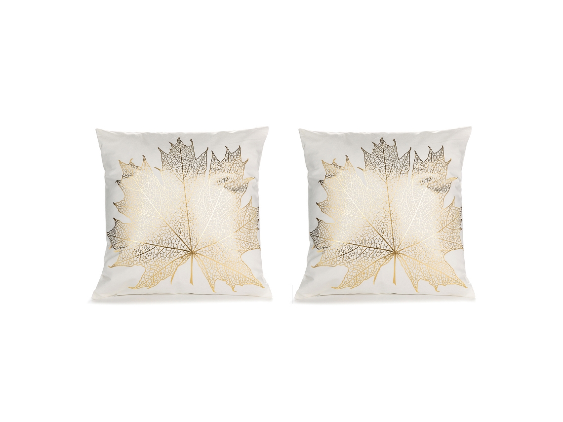 Juego De 2 Fundas De Almohada Blancas Y Doradas, 45 X 45 Cm, Decoración Para Sofá
