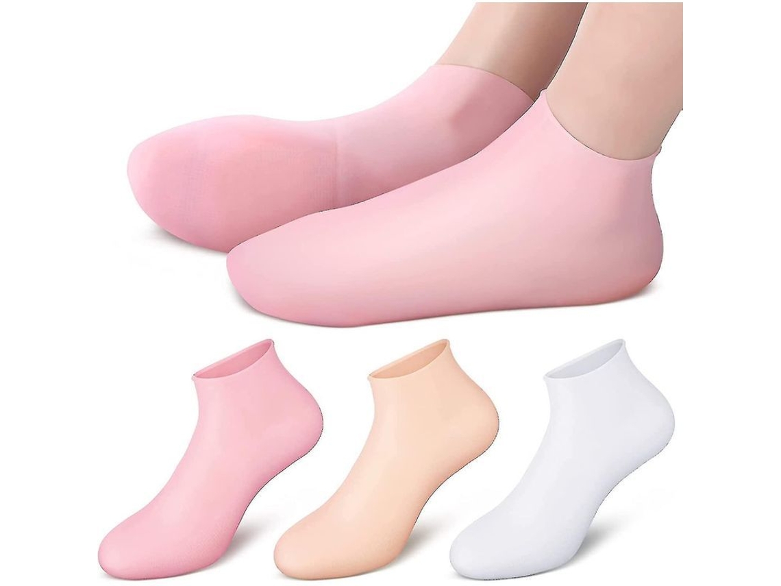 2026-3 Pares De Calcetines De Silicona Hidratantes Para Reparar Pies Secos, Talones Rotos Y Suavizar Piel Rugosa