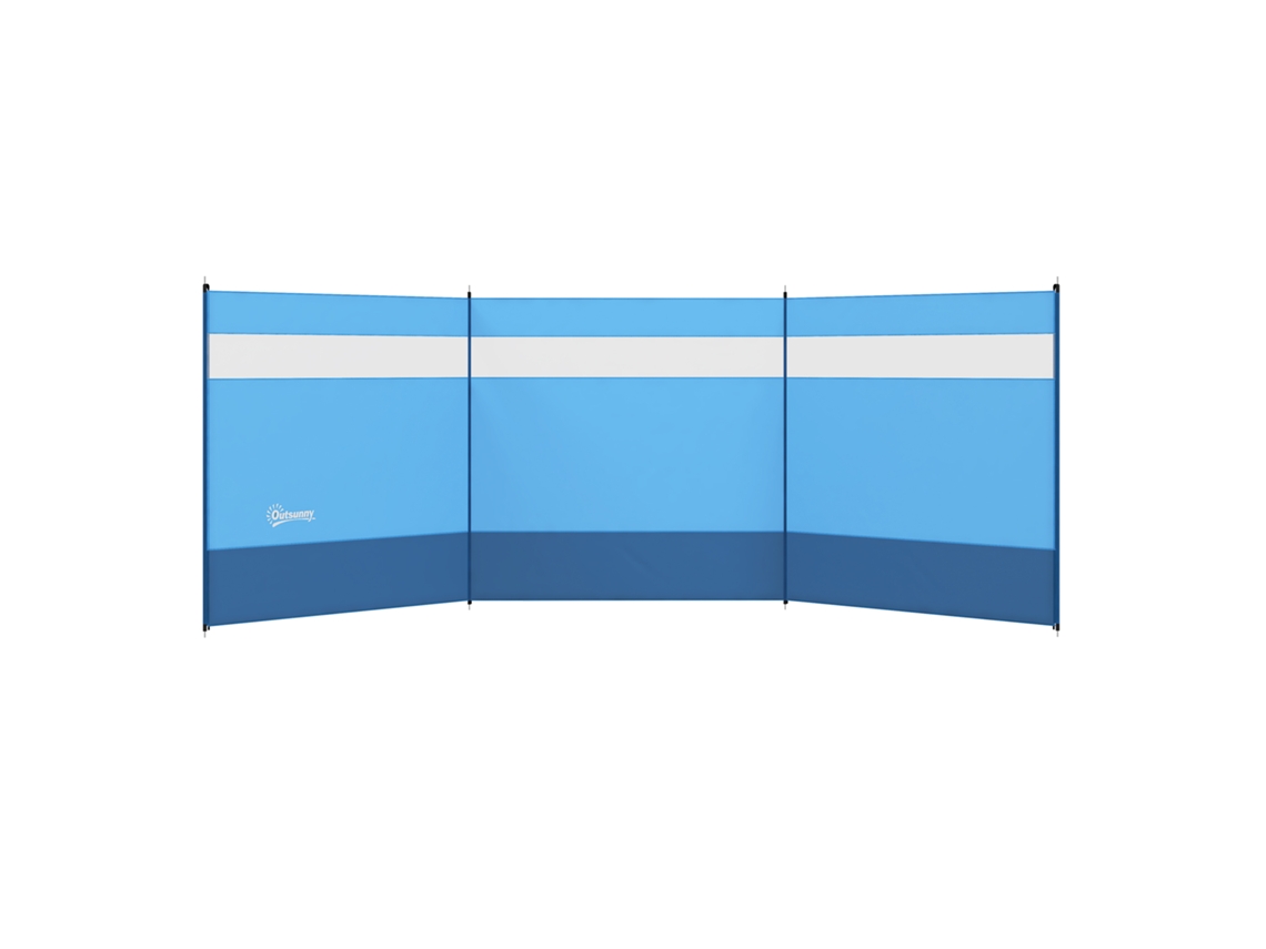 Ventana cortavientos, bolsa de visualización, estuche de transporte, varillas de acero, 440x140cm, azul
