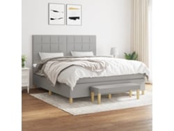 Cama Box Spring Con Colchón Tela Gris Claro 180x200 Cm