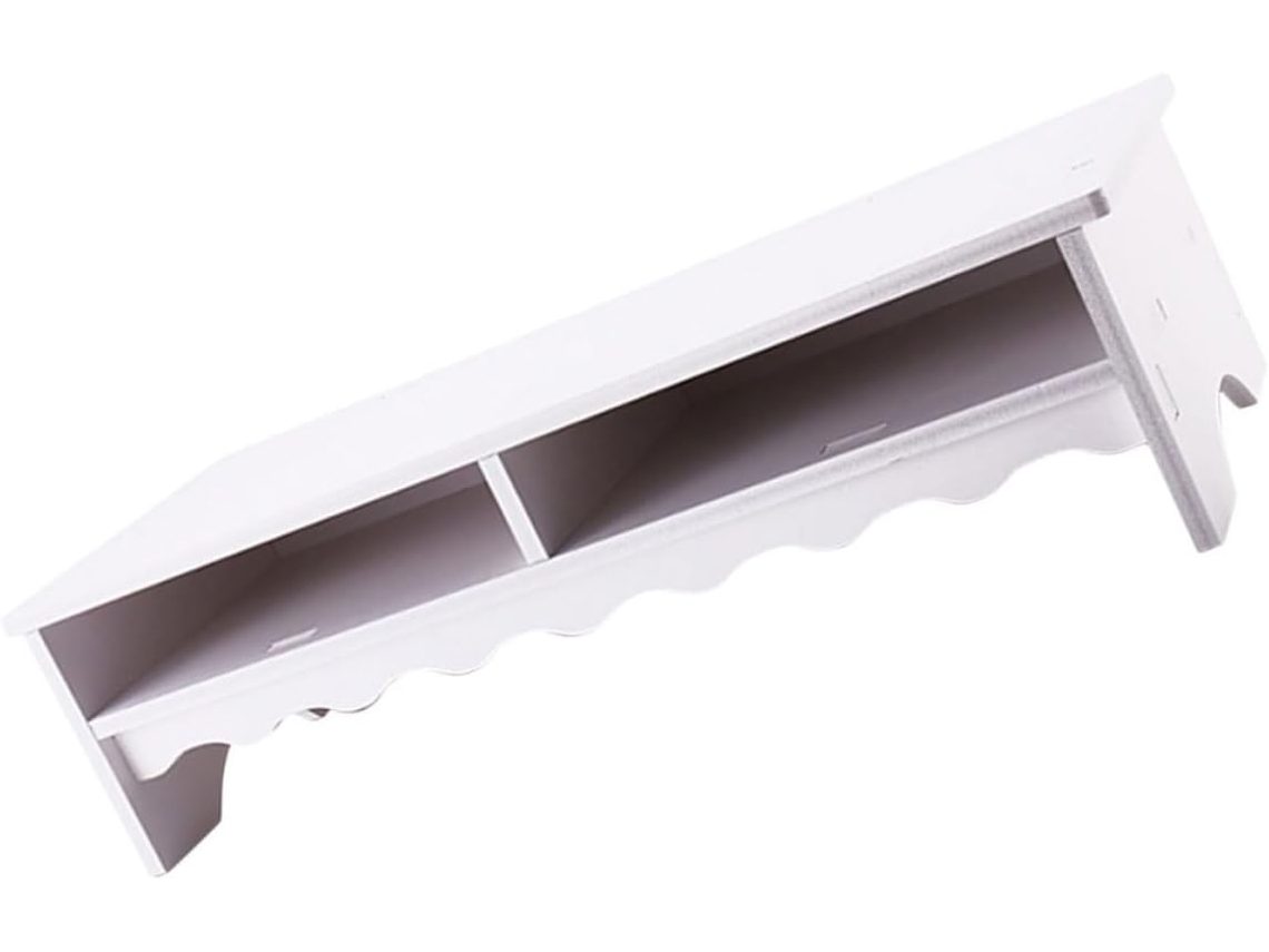 Soporte blanco de doble capa para monitor de ordenador, soporte de escritorio compacto con almacenamiento. SFUSHOS