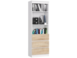 Librería Akord R60 Blanco 60 Cm 3 Cajones Frente En Color Roble Sonoma 3 Estantes 60x35x180 Cm