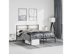 Estructura Cama Sin Colchón Con Estribo Metal Negro 150x200 Cm