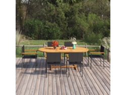 Juego de comedor de jardín de mimbre PE negro Dkd Home Decor