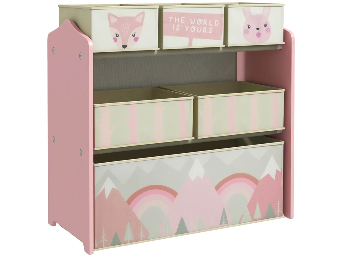 Organizador infantil con 6 cajas de tela extraíbles para juguetes, 63x30x66 cm VISTA
