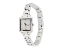 Reloj De Mujer De Acero Inoxidable Con Diamantes De Imitación Rectangulares, Resistente Al Agua Hasta 30 M, Para Uso Diario.