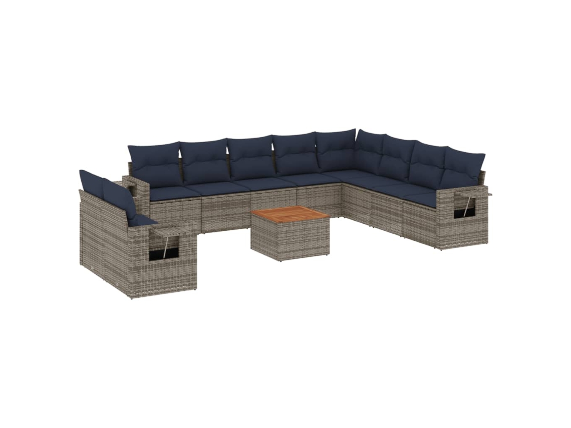 Maison Exclusive - Conjunto De Sofá De Jardín De 11 Piezas Con Cojines, Poliratán Gris