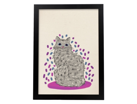 Póster NACNIC de Gato Peludo Gris en , Colorido Divertido .
