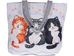 Bolsa Feminina Ciieeo Com Estampa Elegante De Gato, Leve E Resistente, Feita De Algodão E Linho, Ideal Para Estudantes.