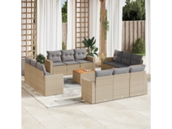 Conjunto de 13 sofás de jardín con cojines de mimbre beige de DKD Home Decor