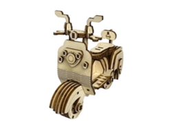 Maqueta de madera 3D con movimiento mecánico de una motocicleta antigua DAM (69 piezas)