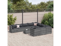 Conjunto de sofás de jardín de 11 piezas DKD Home Decor con cojines de mimbre gris