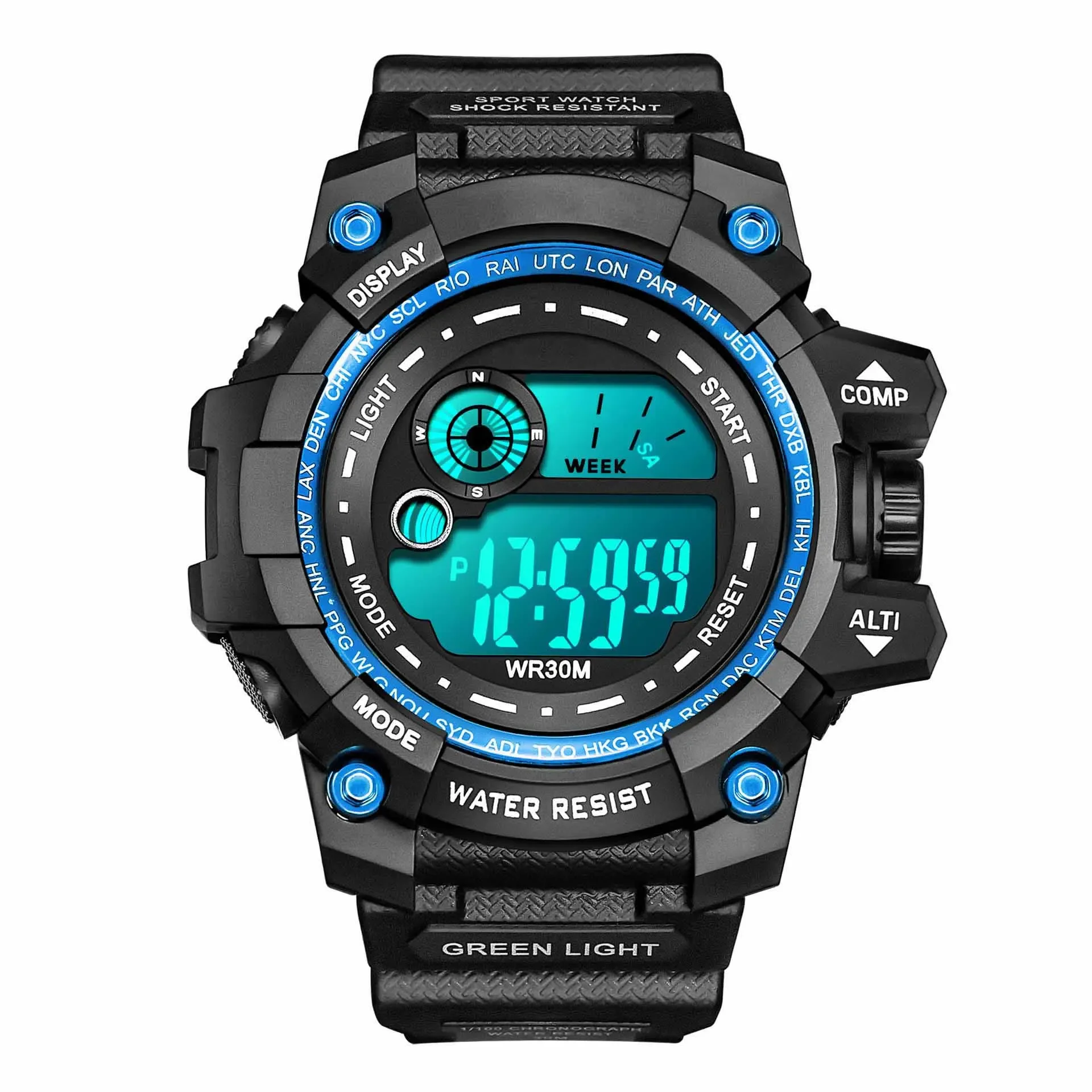 Reloj deportivo para hombre, multifuncional e impermeable. MDUG (azul)
