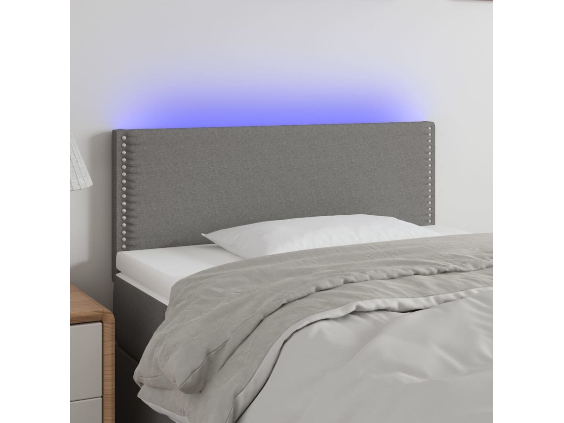 Cabecero Con Led De Tela Gris Oscuro 90x5x78/88 Cm