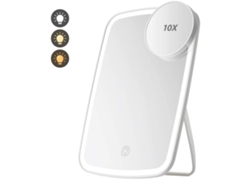 Espejo De Maquillaje Redondo Con Aumento De 10x, Interruptor Táctil Y Luz Led Para Uso Sobre Mesa.