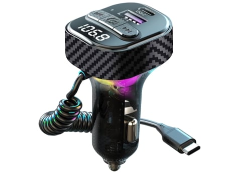 Adaptador de coche con transmisor FM Bluetooth 5.3, cargador de coche de carga rápida de 60 W, kit de coche, adaptador de encendedor de cigarrillos...