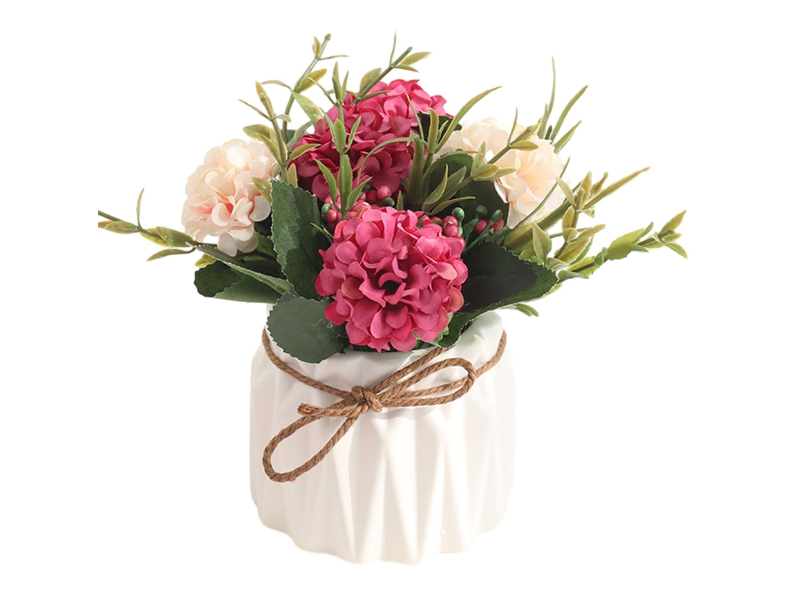 Flores artificiales en pequeños jarrones de cerámica para decoración del hogar y la oficina. NEVEANCE