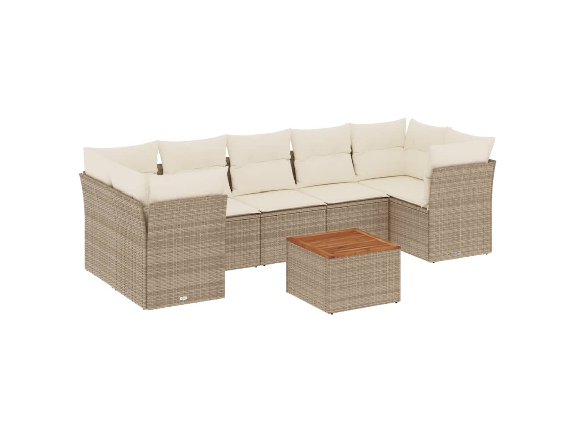 Maison Exclusive - Conjunto de sofá de jardín de 8 piezas con cojines de mimbre, color beige